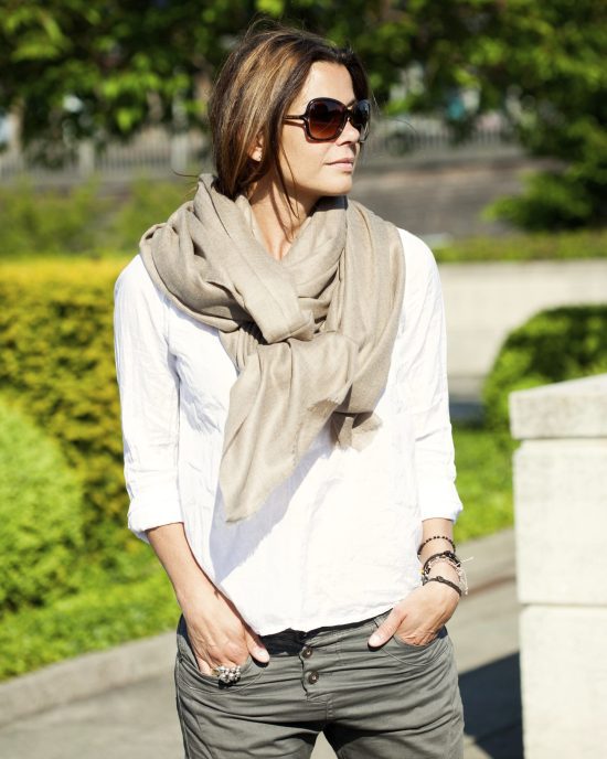 LUXURY CASHMERE SCARF WITH PASHMINA (NATURE COLOUR)