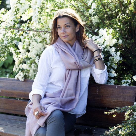LUXURY CASHMERE SCARF WITH PASHMINA (PASTEL LILAC / NUDE) - Image 3