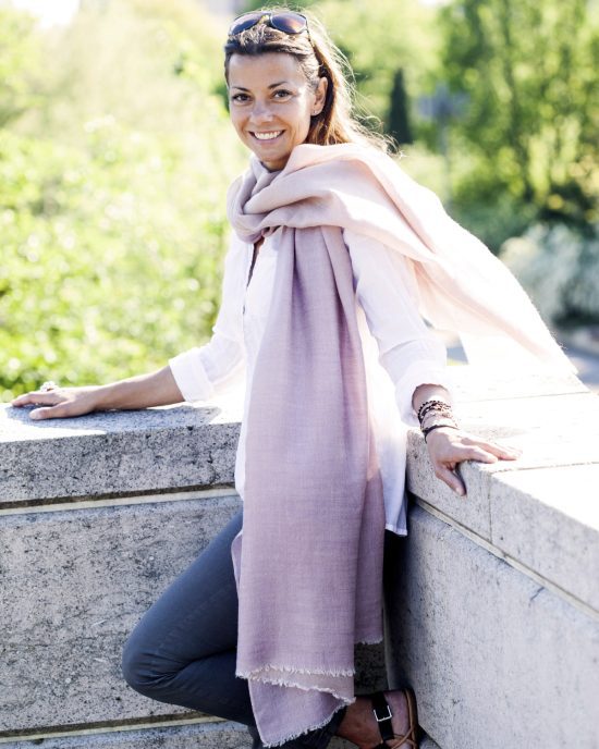 LUXURY CASHMERE SCARF WITH PASHMINA (PASTEL LILAC / NUDE)