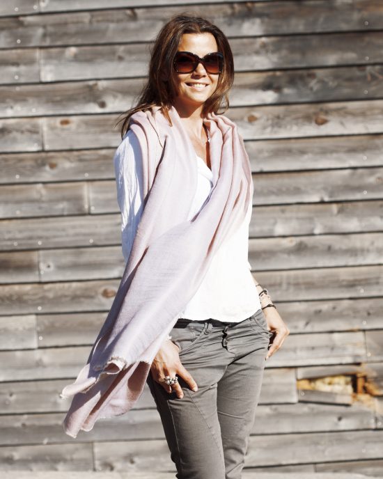 LUXURY CASHMERE SCARF WITH PASHMINA (PASTEL ROSA) - Image 5